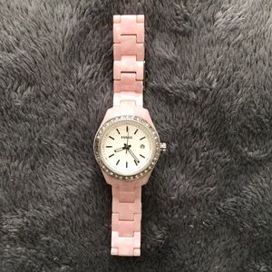 Pink fossil watch